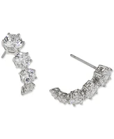 Eliot Danori Rhodium-Plated Cubic Zirconia J-Hoop Earrings, Created for Macy's