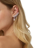 Eliot Danori Rhodium-Plated Cubic Zirconia Flower Climber Earrings, Created for Macy's