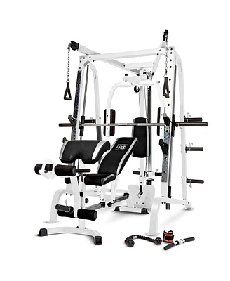 Marcy Pro Smith Cage Workout Machine Total Body Training Home Gym System, White