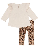 Rare Editions Baby Girl Cheetah Print Pumpkin Applique Outfit, 2 Pcs