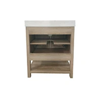 Merrick Lane Vigo Bathroom Vanity With Ceramic Sink, Carrara Marble Finish Countertop