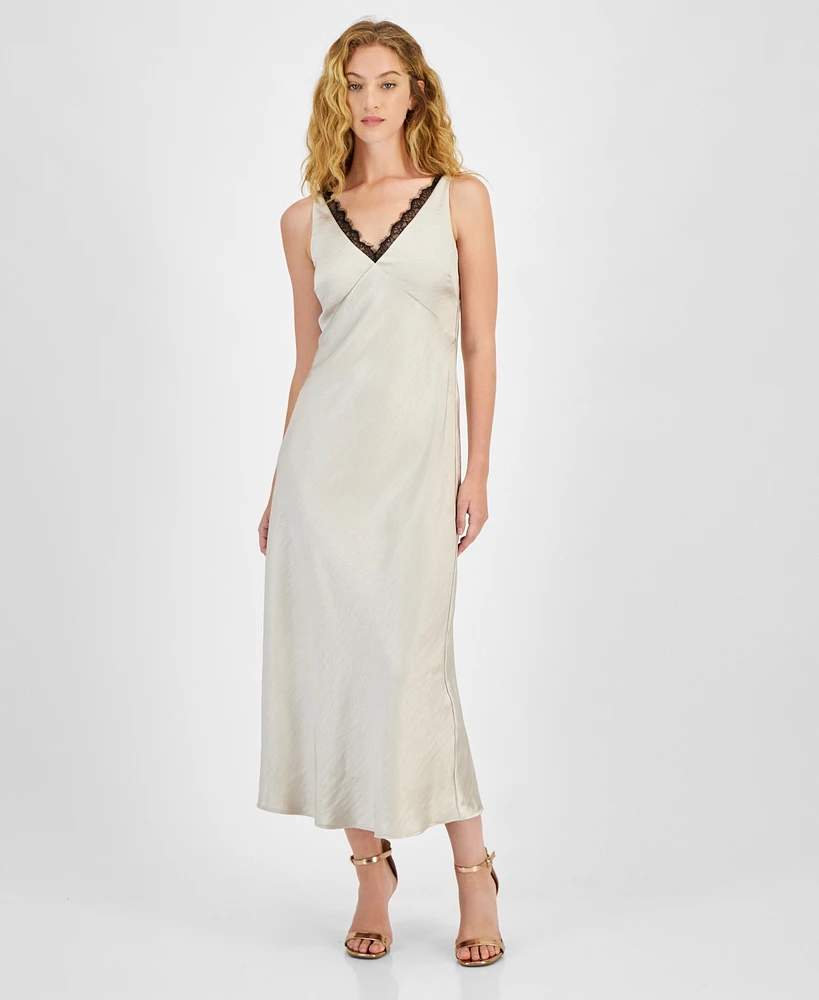 Lucy Paris Women's Kasen Lace-Trim V-Neck Slip Dress