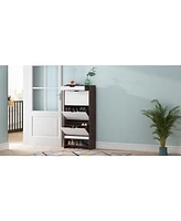 Streamdale Furniture 3-Tier Shoe Cabinet with Flip Doors for Entryway and Bedroom