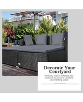 Skonyon Spacious Outdoor Rattan Daybed with Upholstered Cushions and Pillows