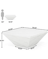Tribesigns Coffee Table, 35.43-Inch Square Coffee Table with Faux Marble Tabletop, Modern Center Table for Living Room, Large Engineered Wood Cocktail