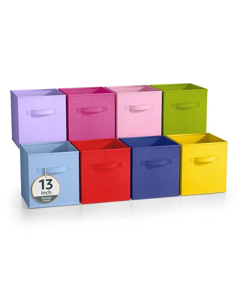 Sorbus 8 Pack 13 Inch Foldable Storage Cubes with Handles- for Organizing Home, Shelves, Nursery, Playroom, Closet and More (Deep Pastel)