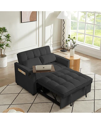 Simplie Fun Black Velvet Sofa Bed with Adjustable Positions