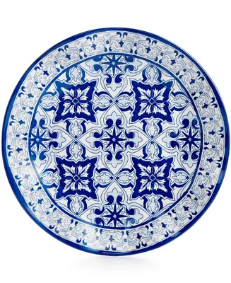 Q squared Talavera Azul Collection Melamine 10.5" Dinner Plate, Set of 4