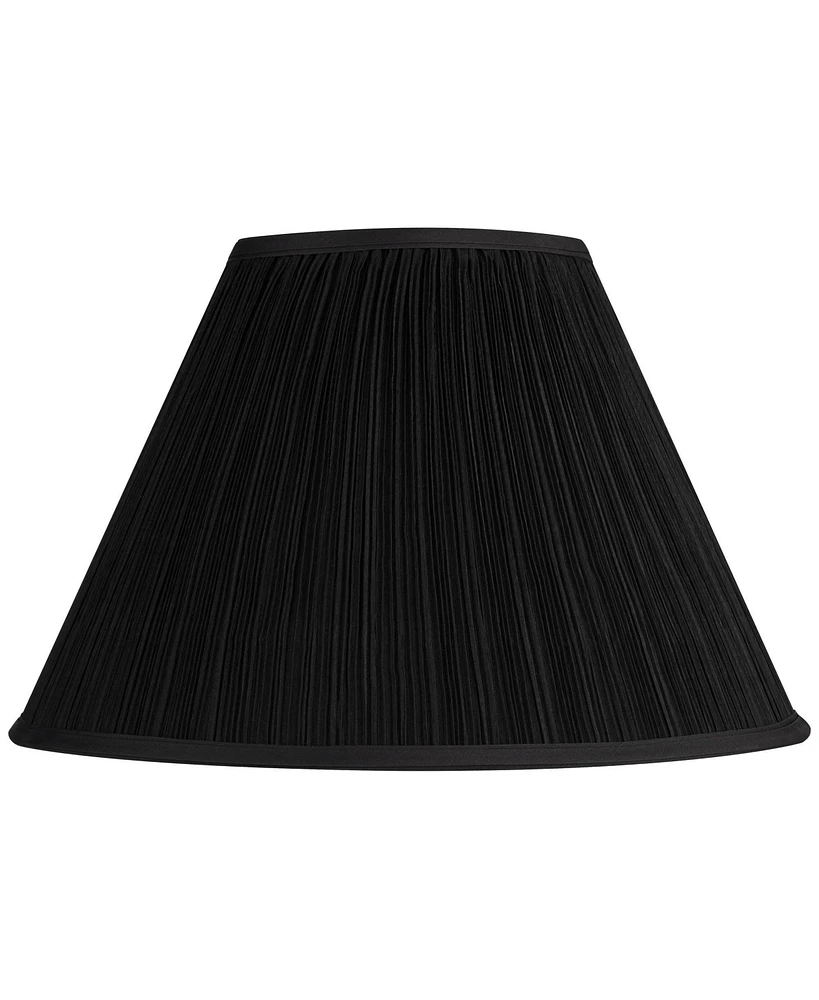 Springcrest Black Mushroom Pleated Large Empire Lamp Shade 7" Top x 17" Bottom x 11" High x 11.5" Slant (Spider) Replacement with Harp and Finial