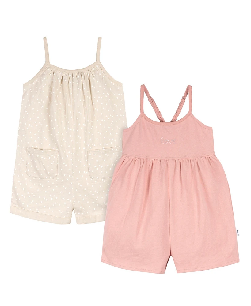Gerber Toddler Girls Sleeveless Romper Jumpsuit, 2 Pack