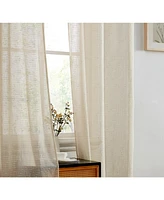 Hlc.me Emily Faux Linen Semi Sheer Transparent Rod Pocket Back Tab Lightweight Window Curtains Wide Panels