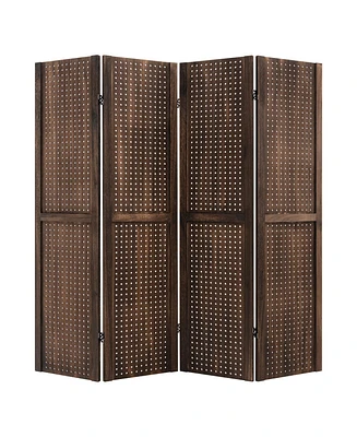 Slickblue 4-Panel Pegboard Display 5 Feet Tall Folding Privacy Screen for Craft Display Organized