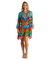La Moda Clothing Women's Printed Pleated Short Dress