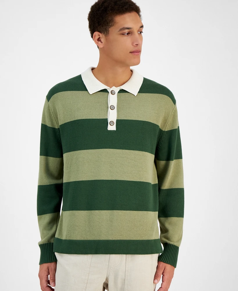 Sun + Stone Men's Stripe Polo Sweater, Created for Macy's