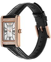 Emporio Armani Women's Black Leather Strap Watch 32mm
