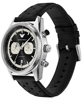 Emporio Armani Men's Chronograph Black Perforated Leather Strap Watch 42mm