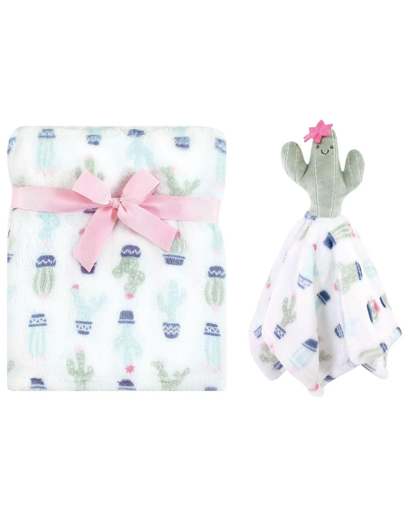 Hudson Baby Infant Girl Plush Blanket with Security