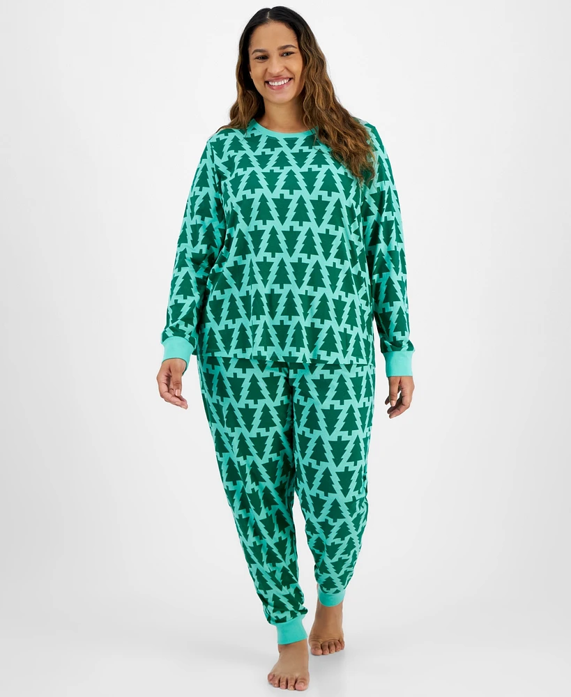 Family Pajamas Plus 2-Pc. Cotton Trees Matching Christmas Pajamas, Created for Macy's