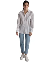 Dkny Jeans Women's Cotton Embroidered-Logo Shirt