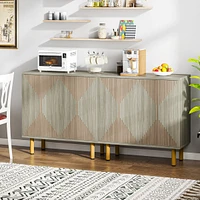Tribesigns Sideboard Storage Cabinet, Wooden Buffet Floor Cabinet with Doors, Accent for Living Room, Hallw
