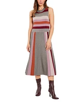 London Times Women's Striped Sleeveless Sweater Dress