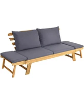 Slickblue Adjustable Patio Convertible Sofa with Thick Cushion