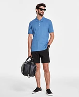 Alfani Men's Stretch Textured Stripe Jacquard Polo, Created for Macy's