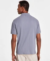 Alfani Men's Stretch Textured Stripe Jacquard Polo, Created for Macy's