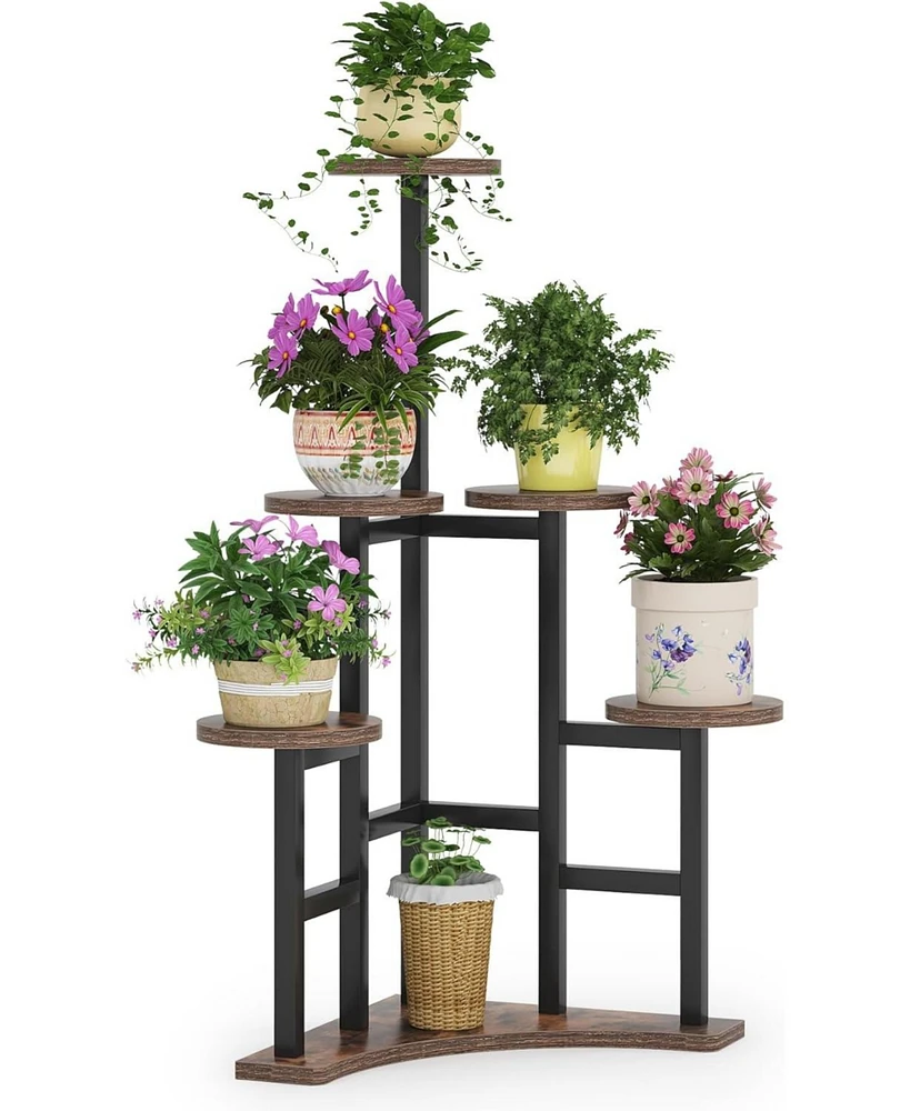 Tribesigns Corner Plant Stand Indoor, 6 Tiered Plant Shelf Flower Stand, Tall Multiple Potted Plant Holder Rack Planter Organizer for Living Room Balc