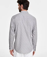 Alfani Men's Stretch Zen Garden Print Long-Sleeve Button-Down Shirt, Created for Macy's