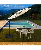 Slickblue 10 Feet Solar Offset Hanging Umbrella with 40 Lamp Beads and Panel