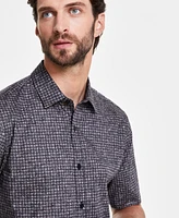 Alfani Men's Mini Texture Grid Short-Sleeve Button-Down Shirt, Created for Macy's