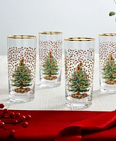 Spode Christmas Tree Polka Dot Highball Glasses, Set of 4