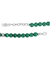 American West Jewelry Sterling Silver and Graduated Malachite Gemstone Bead Necklace, 17 Inches