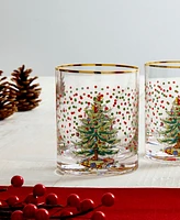 Spode Christmas Tree Polka Dot Double Old-Fashioned Glasses, Set of 4