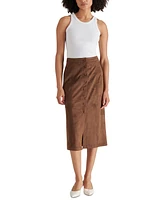 Steve Madden Women's Riya Faux-Suede Button-Front Midi Skirt