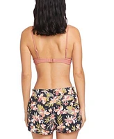 Volcom Juniors Simply Solid Scoop Neck Bikini Top Fronds Forever Printed Swim Shorts