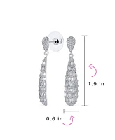 Bling Jewelry Elegant Cubic Zirconia Cz Linear Estate Art Deco Style Long Teardrop Chandelier Earrings For Women Prom