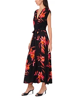 Sam & Jess Women's Printed Faux-Wrap Maxi Dress