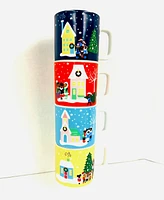 Black Paper Party Tis The Season Mug Tower,Set of 4