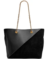 Donna Karan Setauket Leather & Suede Tote with Chain Strap
