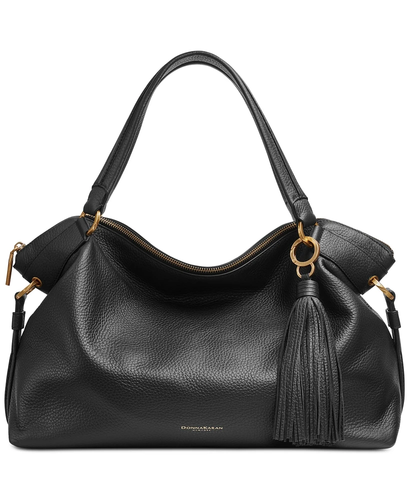 Donna Karan Glenwood Top Handle Leather Satchel with Tassel Detail