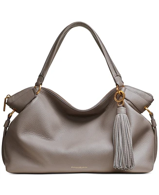 Donna Karan Glenwood Top Handle Leather Satchel with Tassel Detail