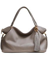 Donna Karan Glenwood Top Handle Leather Satchel with Tassel Detail