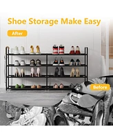 Sugift 4-Tier Shoe Rack Shoe Organizer with Shelves for Closet Entryway, Black