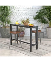 Skonyon 48 Inch Outdoor Bar Table with Waterproof Top and Heavy-duty Metal Frame