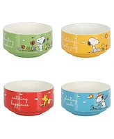 Peanuts Snoopy 4 Pack Stackable 5.5" Decorate Stoneware Bowl Set