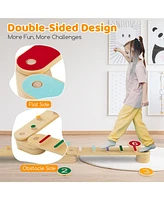 Slickblue Montessori Balance Beam Set Wooden Balance Boards with Stepping Stones