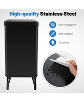 Slickblue Stainless Steel Trash Can with Stay-on Lid and Soft Closure