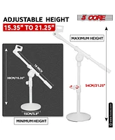 5 Core Desk Microphone Stand • Adjustable Height Extendable Boom Arm • Table Mic Holder w Round Base - Mssb W